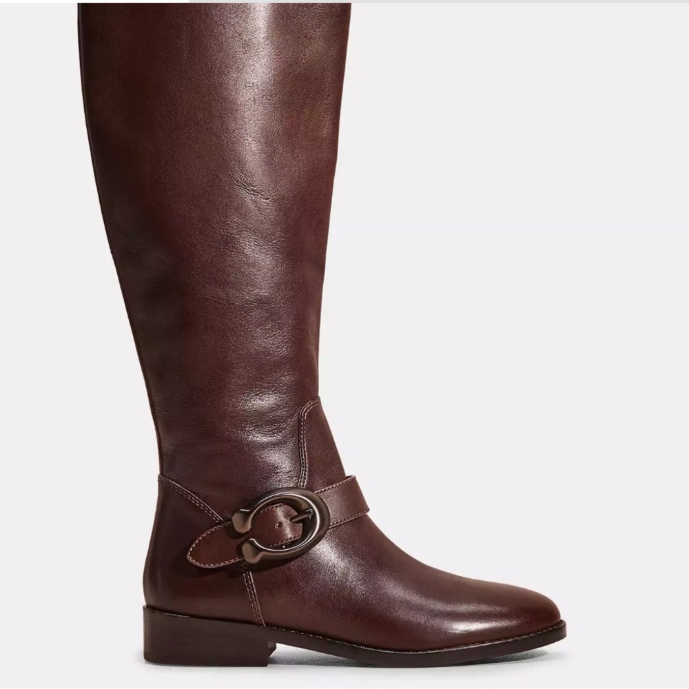 Coach Dark Brown Leather Heeled Boots
